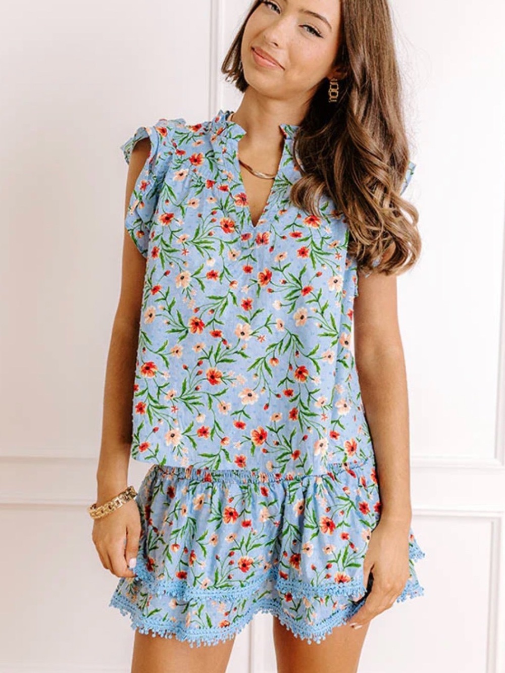 Olivaceous Top Blouse Floral 100% Cotton